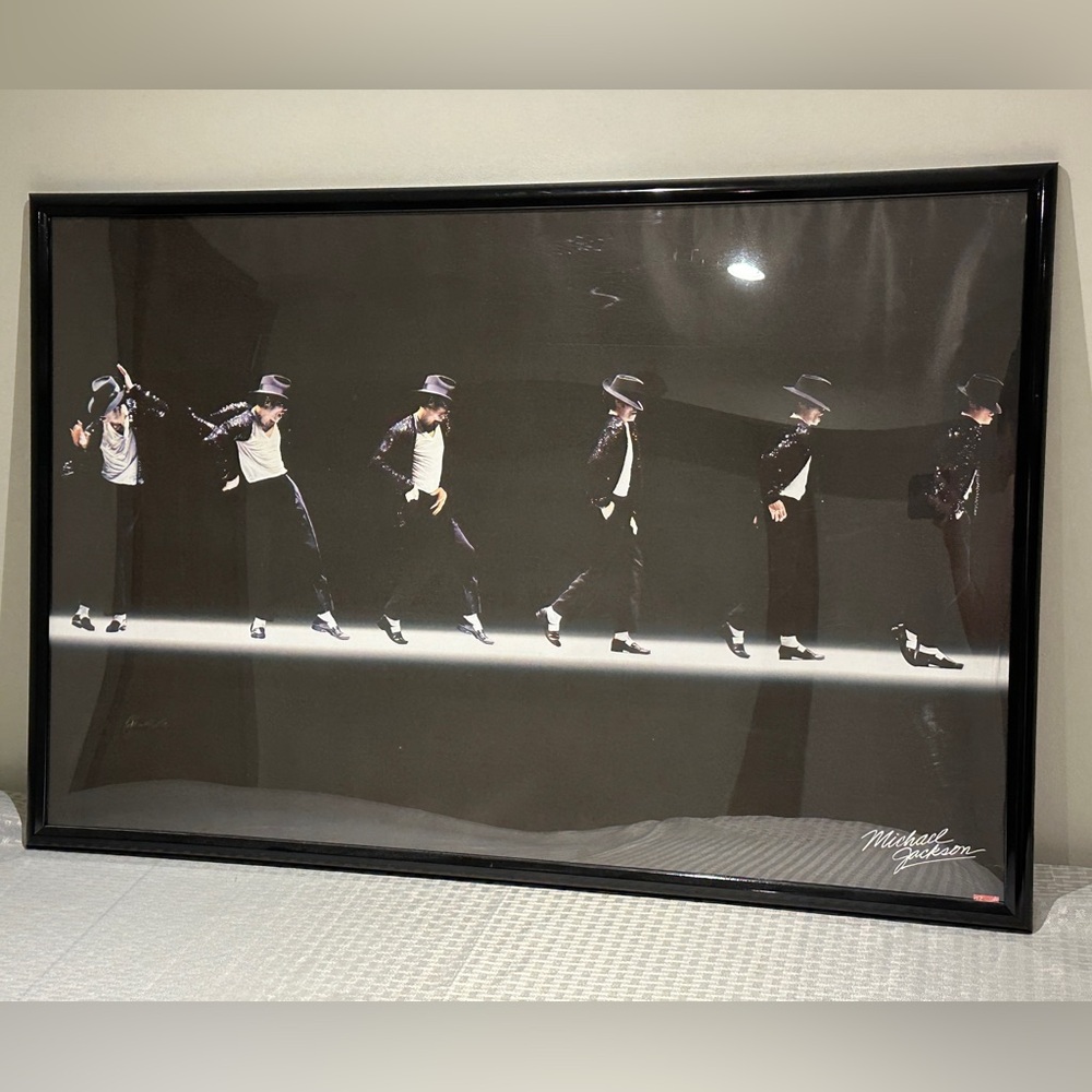 Michael Jackson Moonwalk Poster 25”x37” With Frame